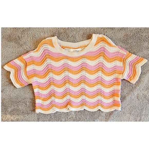 L Space Make Waves Knit Sweater Top, Orange Purple Cream, Womens Sz XS - Picture 3 of 9